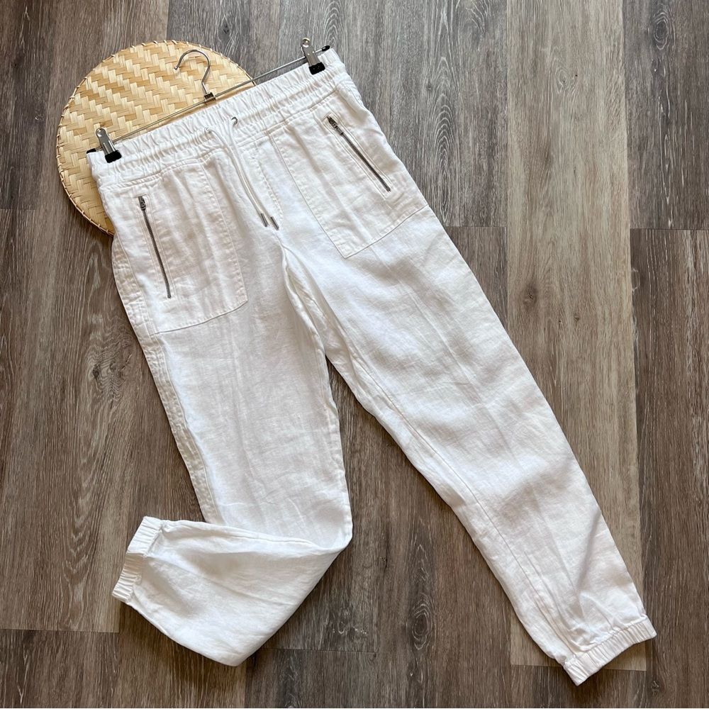 Athleta cabo linen jogger Lilly white womens size 8‎ - Picture 2 of 9